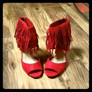 Red Fringe Pumps